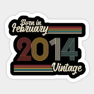 Vintage Born in February 2014 Sticker